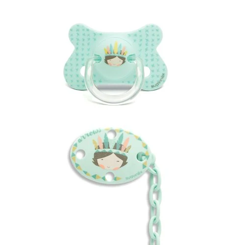 Set Succhietto Suavinex Anatomico Silicone Con Catenella 4-18m+ Fusion Indiano Boy