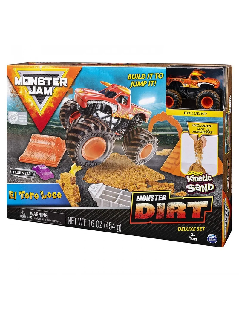 Monster Jam Dirt Deluxe Set Con Veicolo El Toro Loco