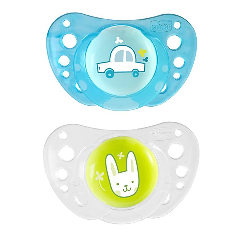 Succhietto Chicco Physio Air Silicone 2 Pz Celeste Verde 16-36m