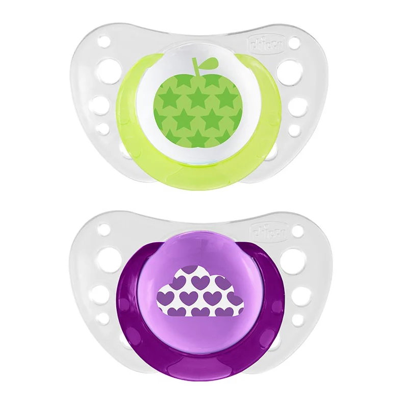 Succhietto Chicco Physio Air Silicone 2 Pz Viola Verde 6-16m