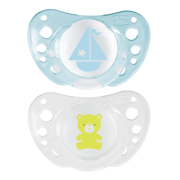 Succhietto Chicco Physio Air Silicone 2 Pz Azzurro Verde 0-6m