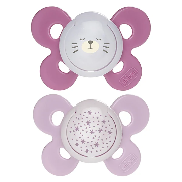 Succhietto Chicco Physio Comfort Night Silicone 2pz Rosa Lilla 16-36m