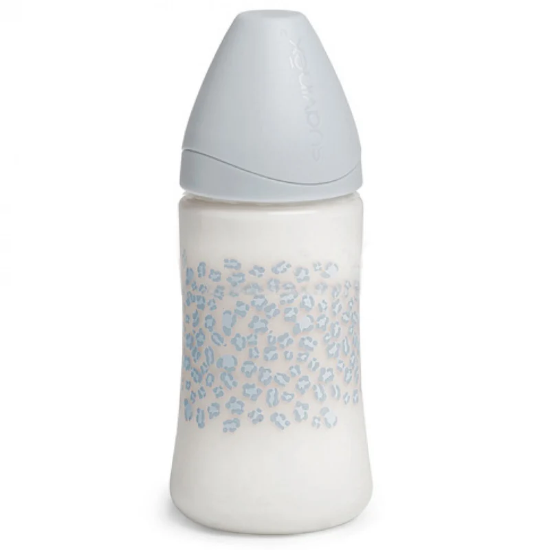 Biberon Suavinex 270 Ml Con Tettarella In Silicone Regolabile +0m Little Zoo Azzurro /