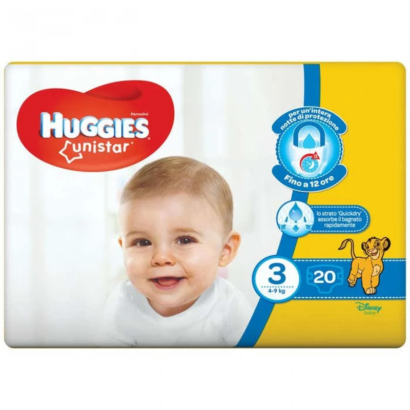 Pannolini Huggies Unistar 4-9 Kg Misura 3 (20pz)
