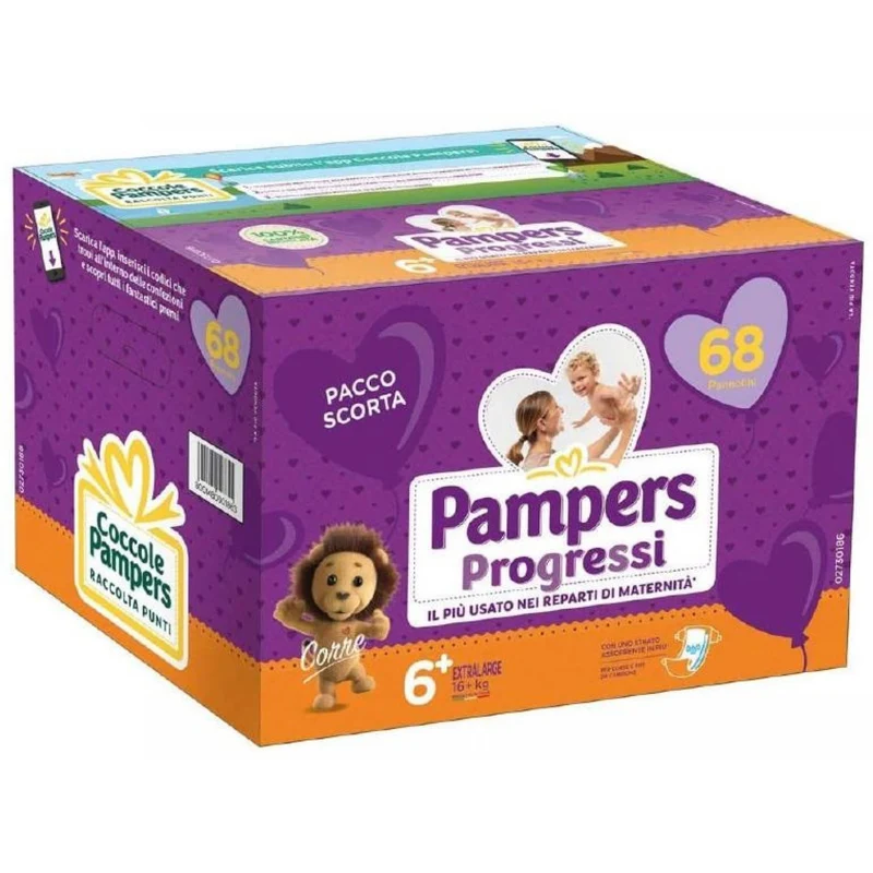 Quadripack Pannolini Pampers Progressi Junior 16+ Kg Misura 6+ (84 Pz)