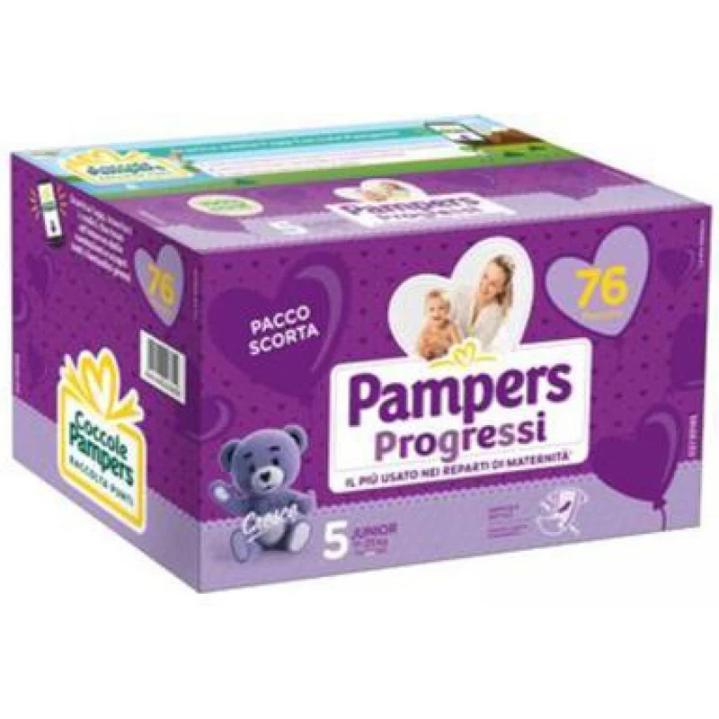 Quadripack Pannolini Pampers Progressi Junior 11-25 Kg Misura 5 (76 Pz)