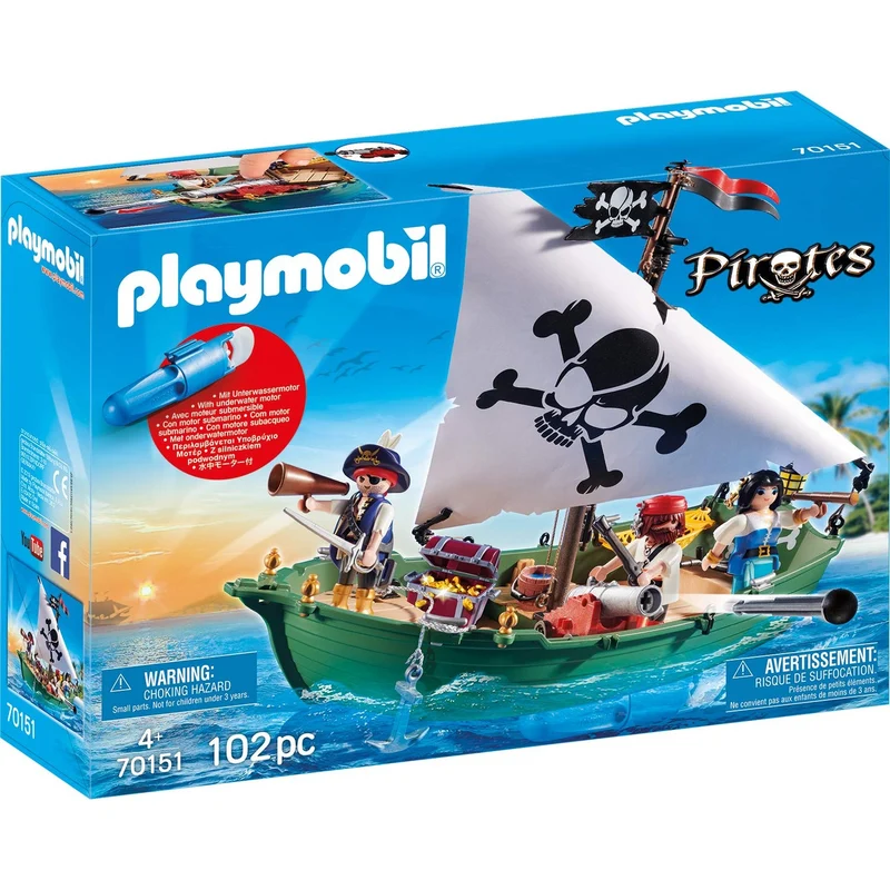Nave Pirata Con Motore Subacqueo Playmobil Pirates