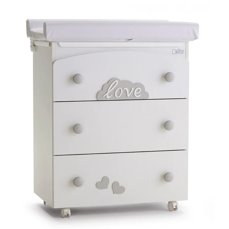 Cassettiera Fasciatoio Baby Fashion Love Bianco Grigio