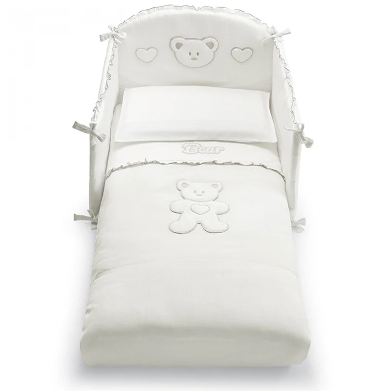 Completo Piumone Per Lettino Pali Sfilabile 3 Pz Loving Bear Bianco