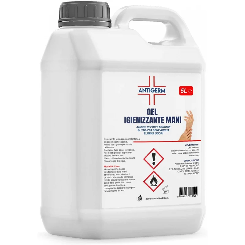 Gel Igienizzante Mani 65% Alcool Antigerm 5 Litri