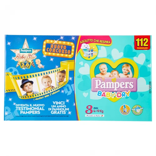 Pannolini Pampers Baby Dry Midi Taglia 3 (4-9 Kg) 112 Pz