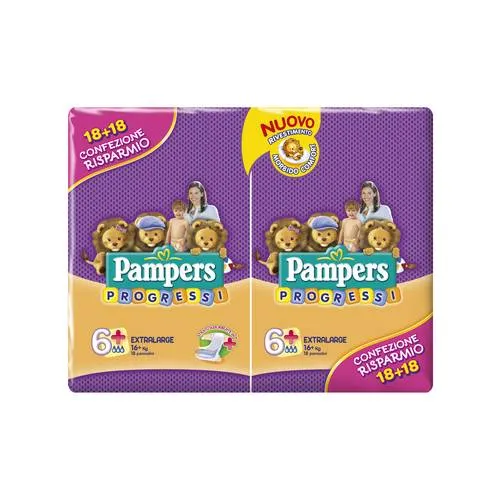 Pampers Pannolini Progressi Extralarge Taglia 6 ( 16 Kg+) 36 Pz