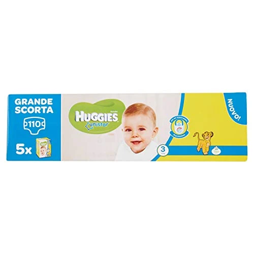 Huggies Unistar Taglia 3 (4-9 Kg), 5 Confezioni Da 22 (110 Pannolini)