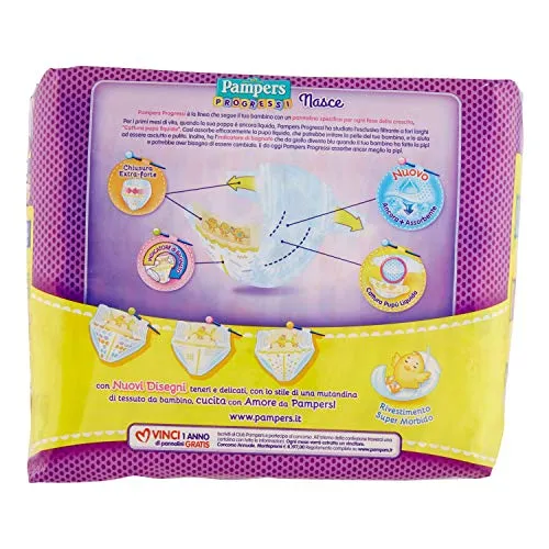 Pannolini Pampers Progressi Mini Taglia 2, (3-6 Kg) 30 Pz