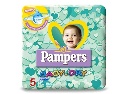 Pannolini Pampers Baby Dry Taglia 5 (11-25 Kg) Confezione Da 17 Pz