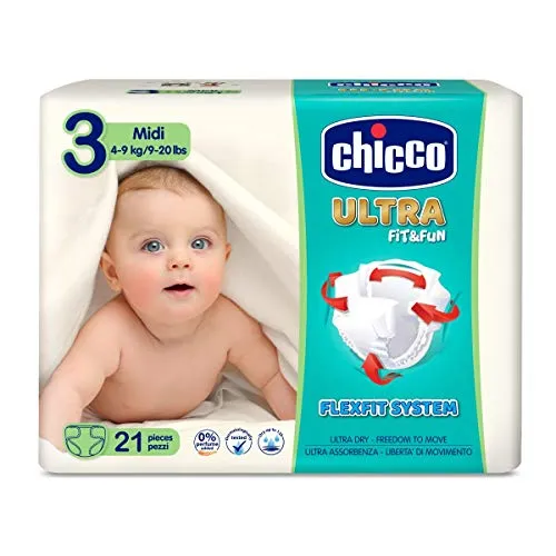 Pannolini Chicco Ultra, Taglia 3 (4-9 Kg) Confezione Da 21 Pz