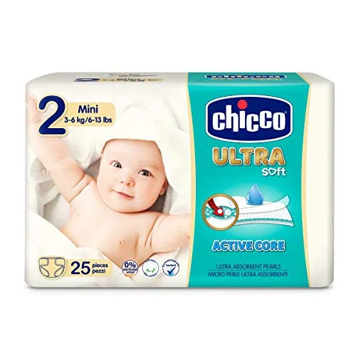Pannolini Chicco Ultra Soft, Taglia 2 (3-6 Kg) Confezione Da 25 Pz