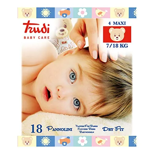 Pannolini Trudy Dry Fit Taglia 4, (7-18 Kg) 1 Confezione Da 18 Pz