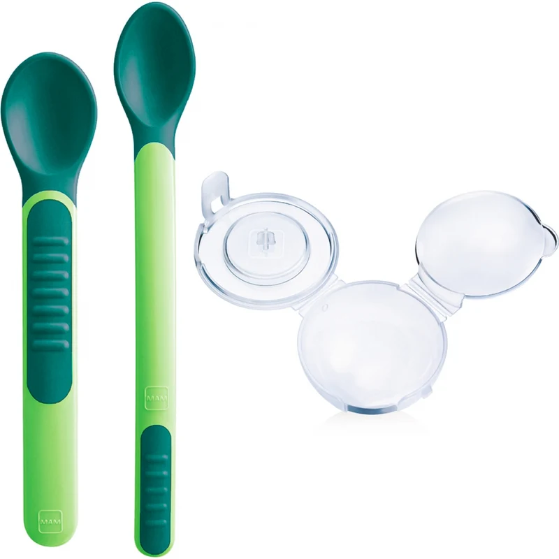Cucchiaini Mam Heat Sensitive Spoons & Cover 6m+ Verde