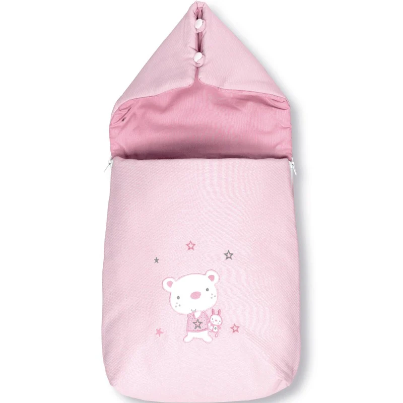 Sacco Universale Per Carrozzina E Seggiolino Auto Gr.0 Pirulos Orsetto Star Bianco/Rosa