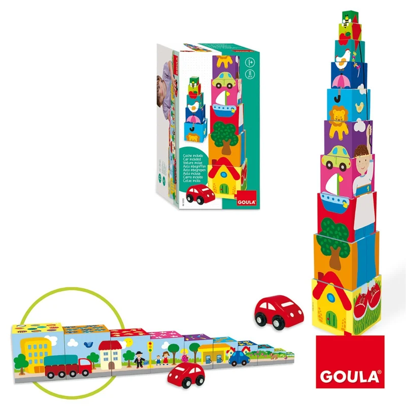 Gioco Goula Cubi Impilabili Cittã Con Macchinina