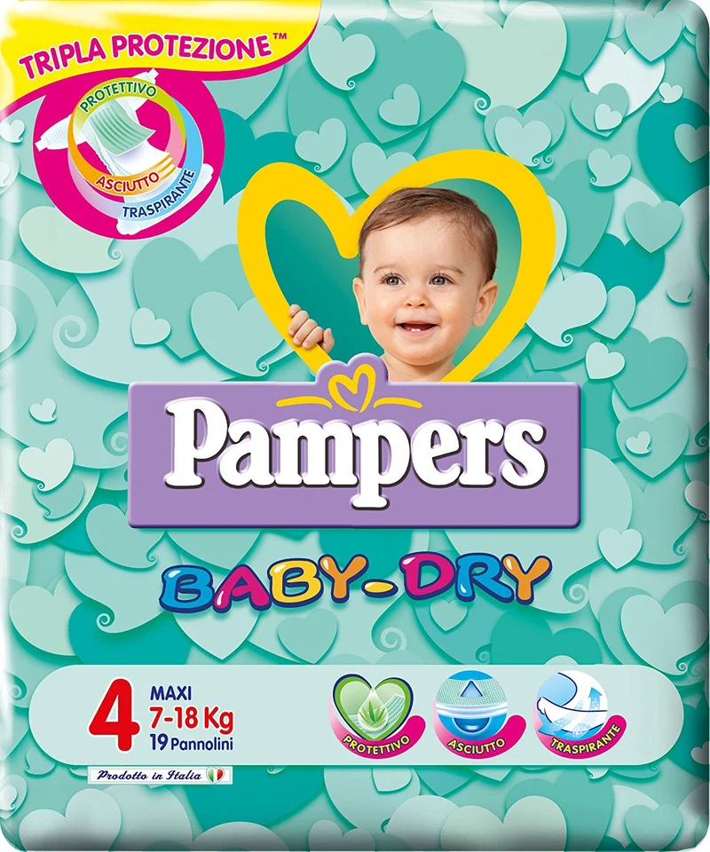 Pannolini Pampers Baby Dry Maxi 7-18 Kg Misura 4 (19pz)