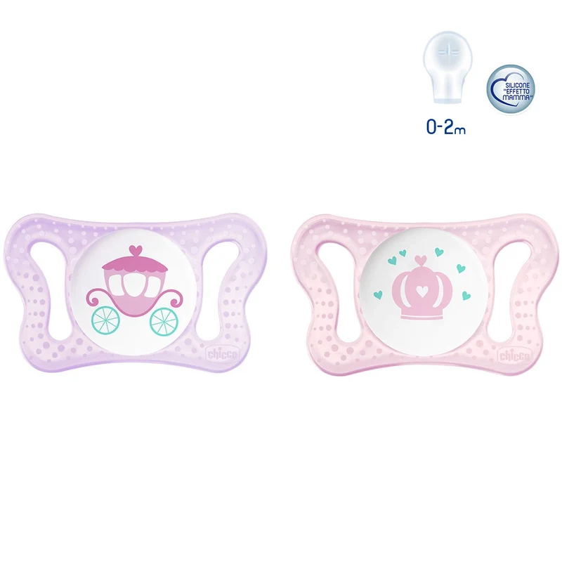 Succhietto Chicco Physio Micrã² Girl 2 Pz Silicone 0-2 Mesi Carrozza Corona