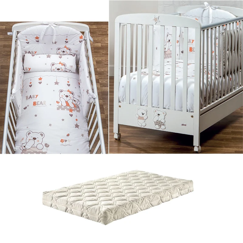 Lettino Picci Mami 84.71 Bianco Fango + Completo Piumone + Materasso