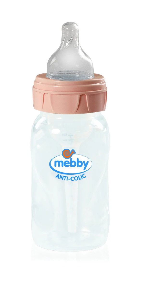 Biberon Anti-Colica Mebby Step 1+2 Silicone Rosa 300 Ml