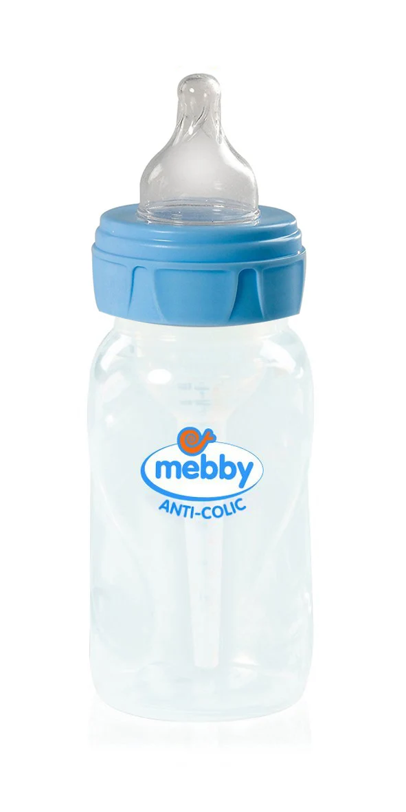 Biberon Anti-Colica Mebby Step 1+2 Silicone Azzurro 300 Ml