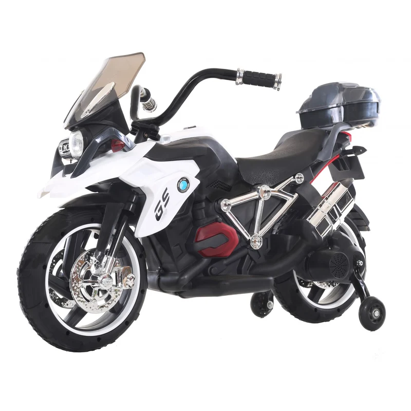 Moto Elettrica Biker Toys Con Bauletto Similare Bmw Gs Bianco
