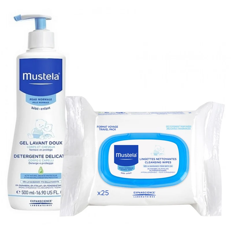 Detergente Delicato Corpo E Capelli Mustela 500ml + Salviette Multiuso 25pz Omaggio