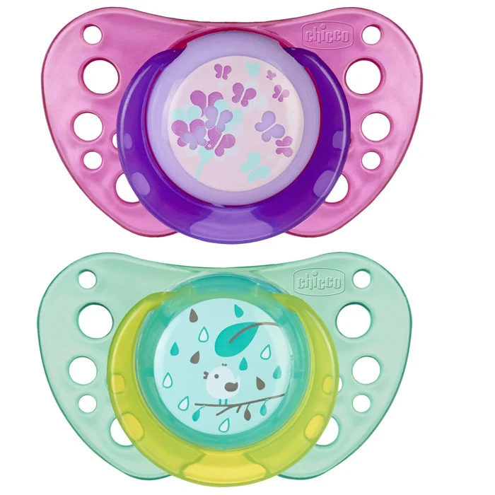 Succhietto Chicco Physio Air Caucciã¹ 2 Pz Lilla Verde 16-36m