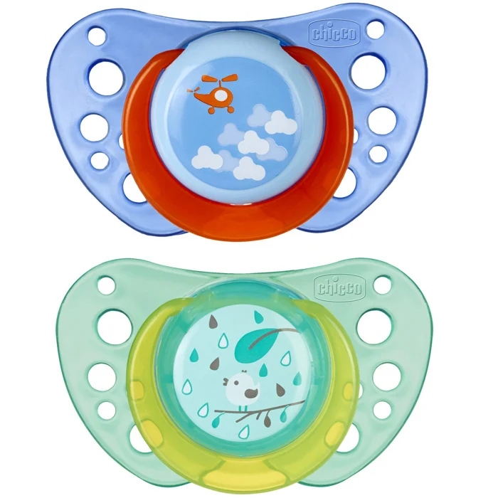 Succhietto Chicco Physio Air Caucciã¹ 2 Pz Azzurro Verde 16-36m