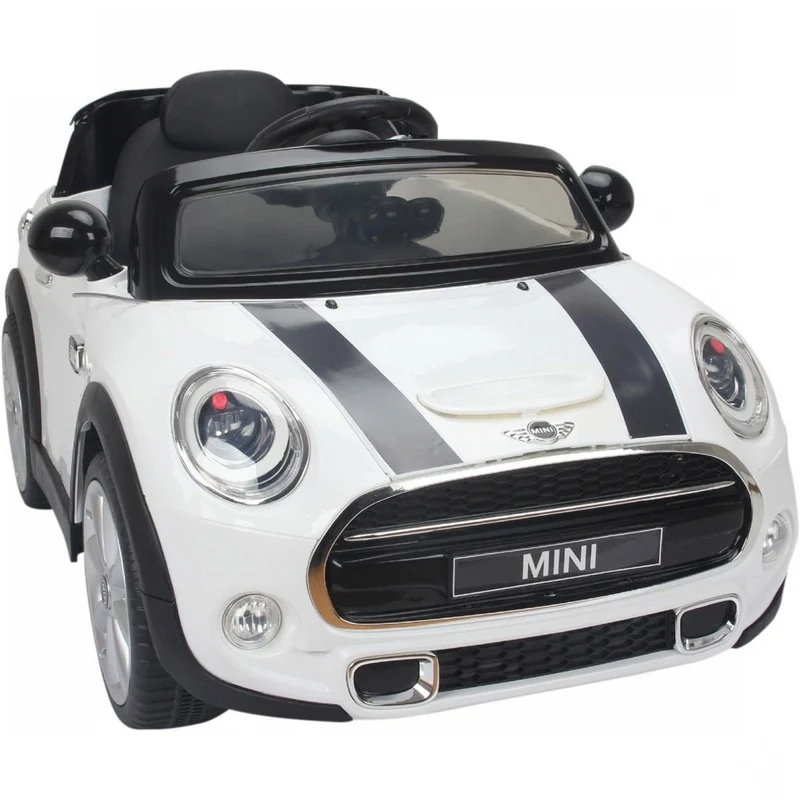 Auto Elettrica Lamas Toys Mini Cooper S Bianco Con Sedile In Pelle