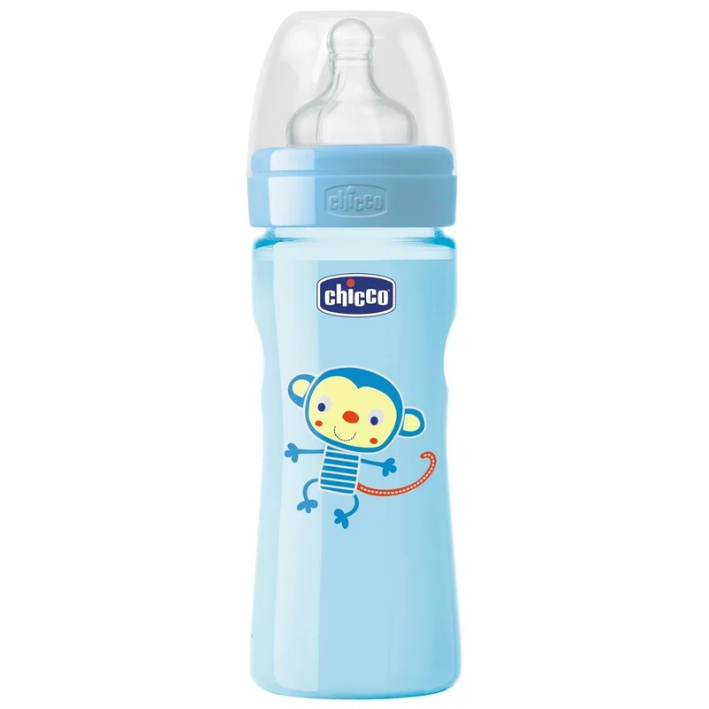 Biberon Benessere Chicco 250ml Flusso Regolabile 2m+ Silicone Azzurro