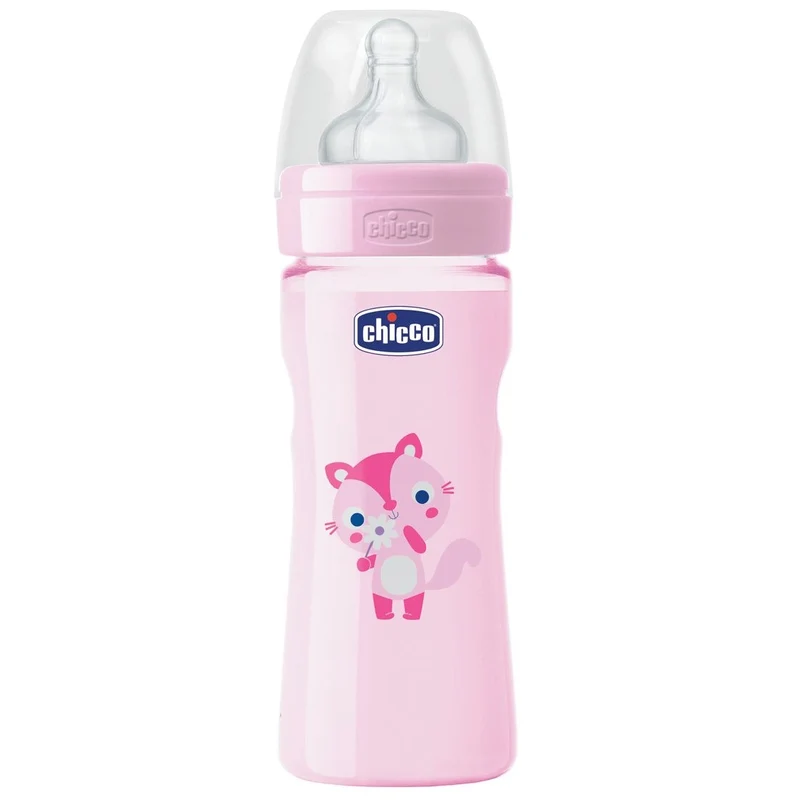 Biberon Benessere Chicco 250ml Flusso Regolabile 2m+ Silicone Rosa