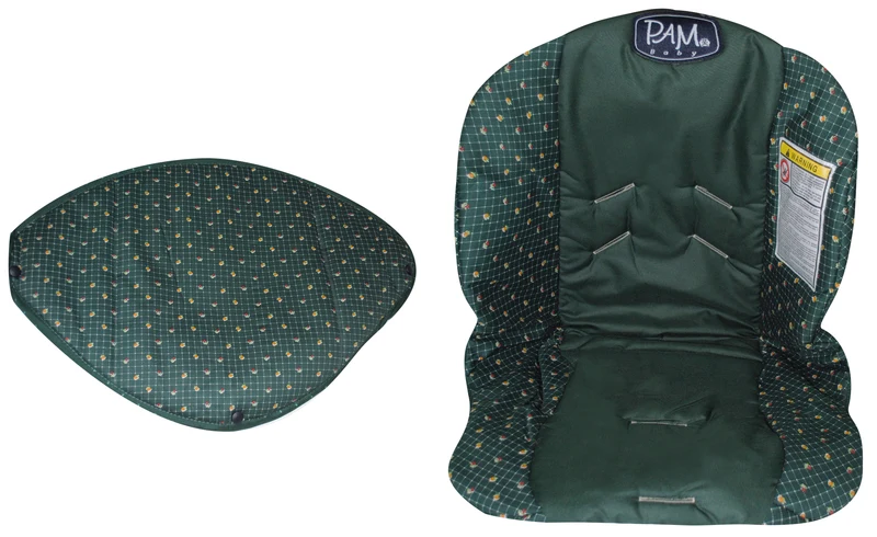 Rivestimento + Cappottina Seggiolino Auto Ovetto Pam Green Fiorellini Rossi /