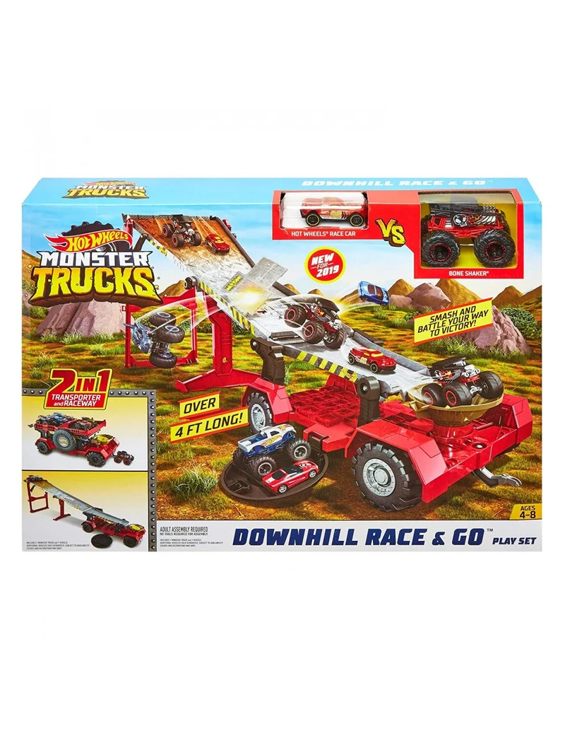 Hot Wheels - Pista Monster Trucks 2 In 1 Discesa Estrema