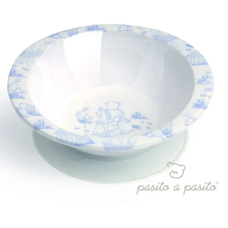 Piatto Fondo Con Ventosa Pasito A Pasito Azzurro /