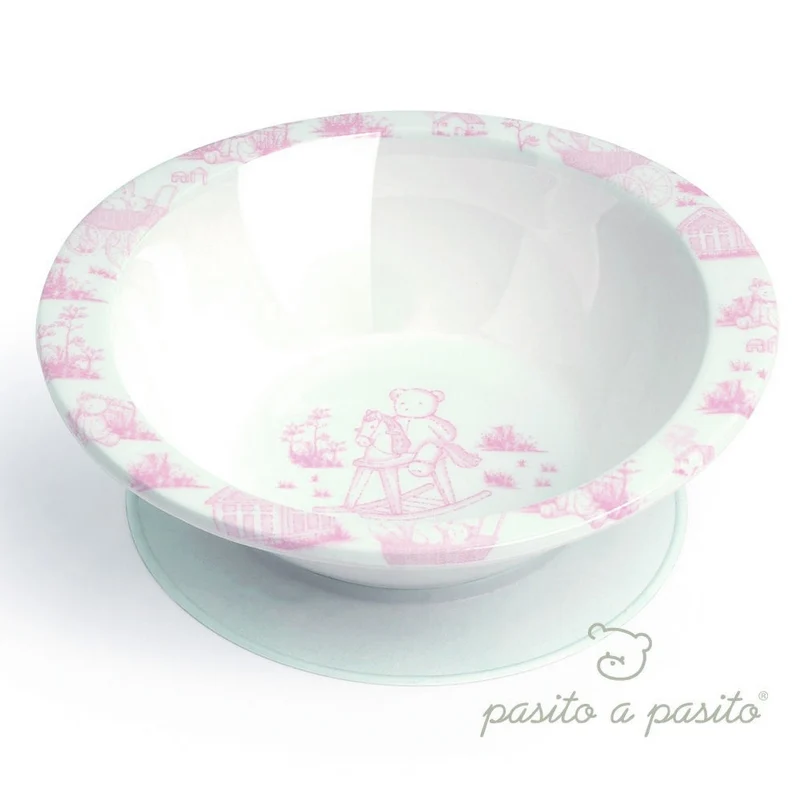 Piatto Fondo Con Ventosa Pasito A Pasito Rosa /
