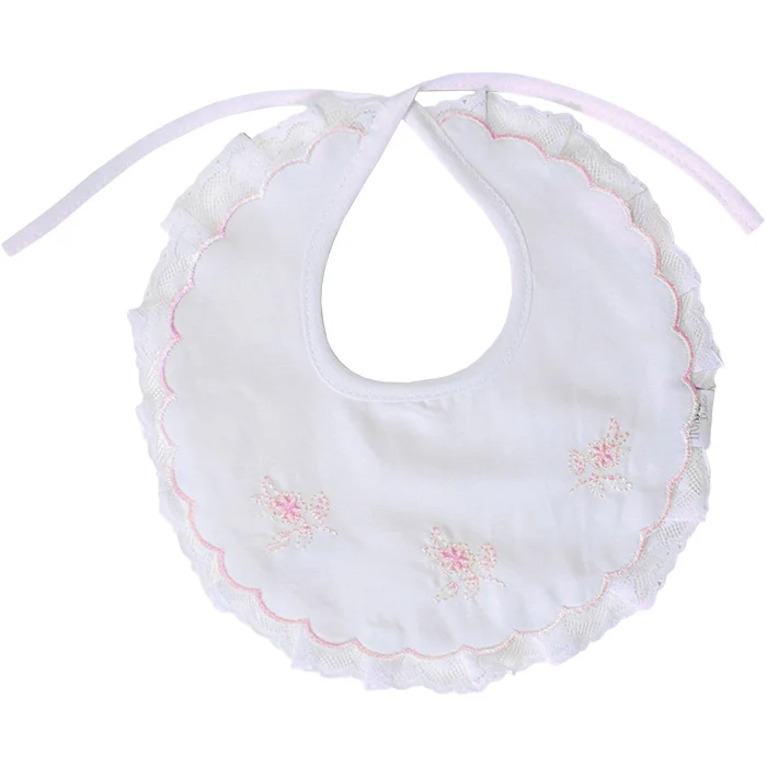 Bavaglino Noibel Ricamo Pizzo Bianco - Rosa