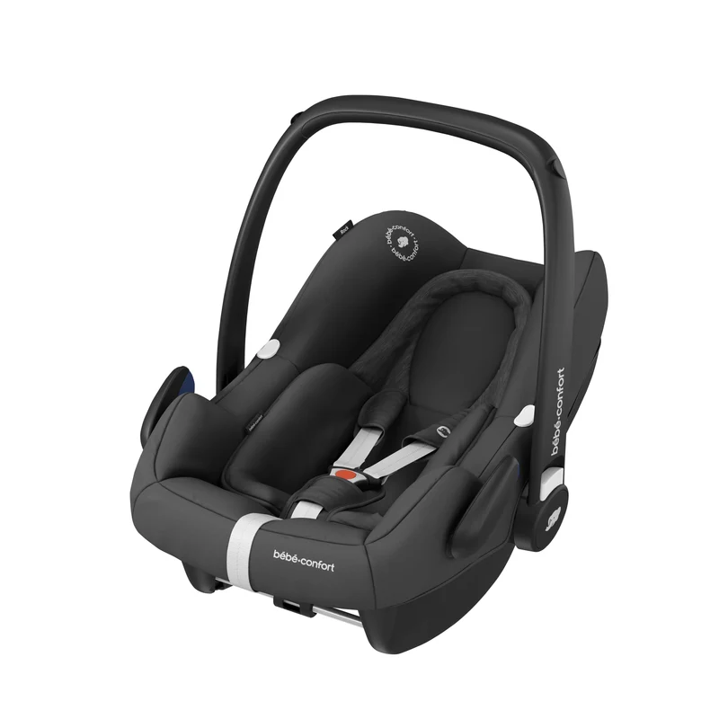 BÉBÉ Confort Ovetto Rock Seggiolino Auto Omologato I- Size E Trasporto Aereo, Gruppo 0+ Per Bambini Da 45-75 Cm, 0-12 Mesi, Cuscino Riduttore Ergonomico, Essential Black